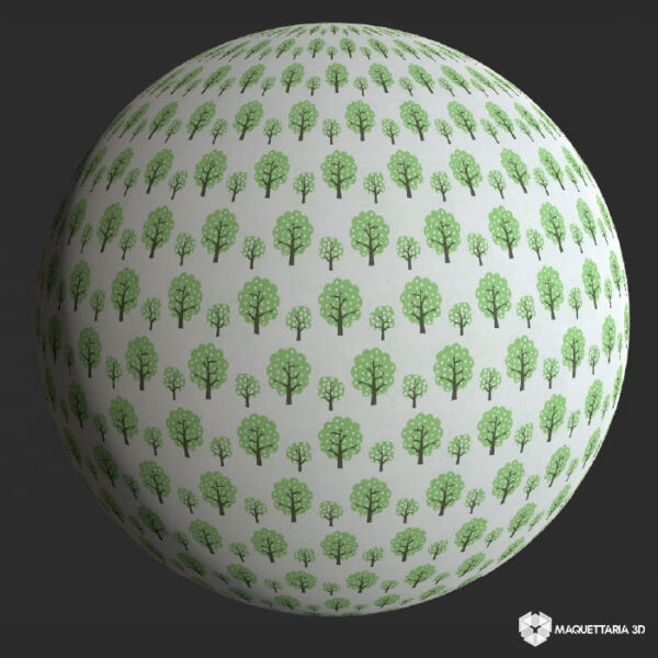 Papel de Parede naiif vintage decorated tree green