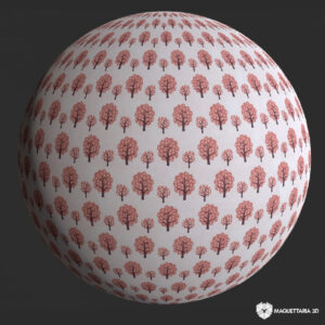 Papel de Parede naiif vintage decorated tree red