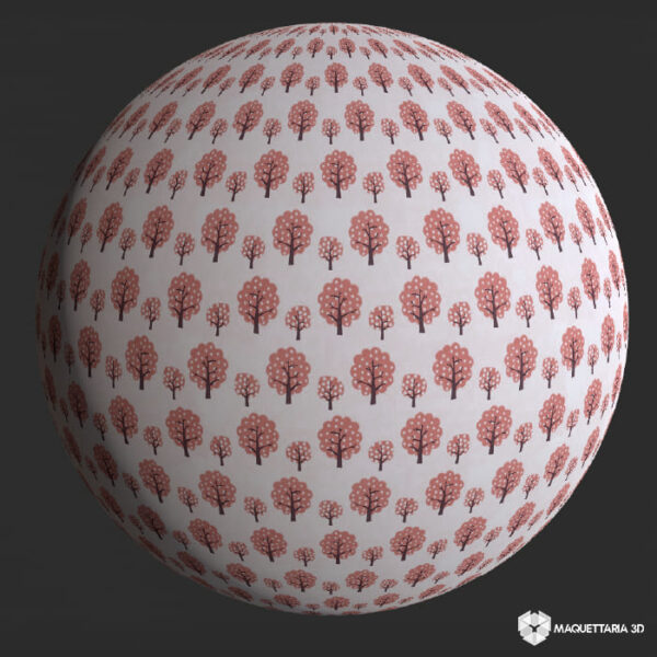 Papel de Parede naiif vintage decorated tree red