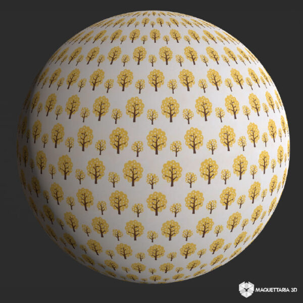 Papel de Parede naiif vintage decorated tree yellow