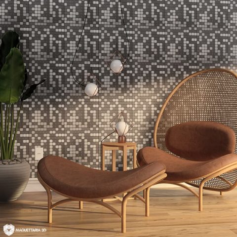 LSH 002 31.5X31.5 - TROPICAL STONE (MOSAICO EM METAL ADESIVOS)