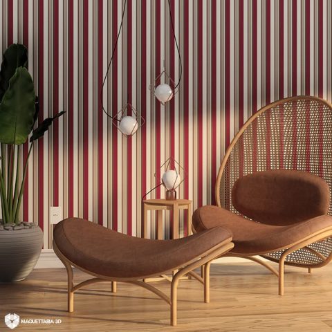 PAPEL DE PAREDE LISTRADO VERMELHO 02