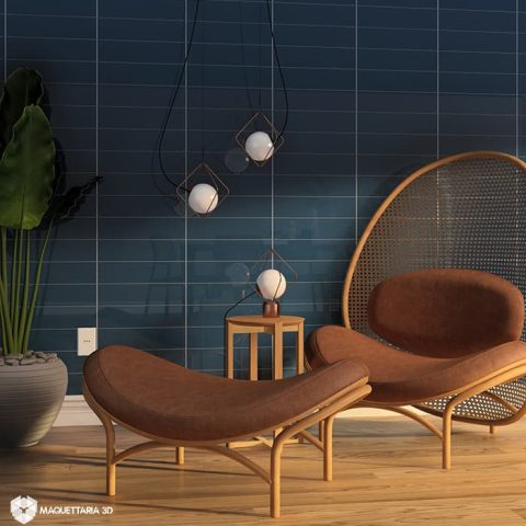 Revestimento Esmaltado Brilhante Borda Bold Krea Deep Sea 10x40cm